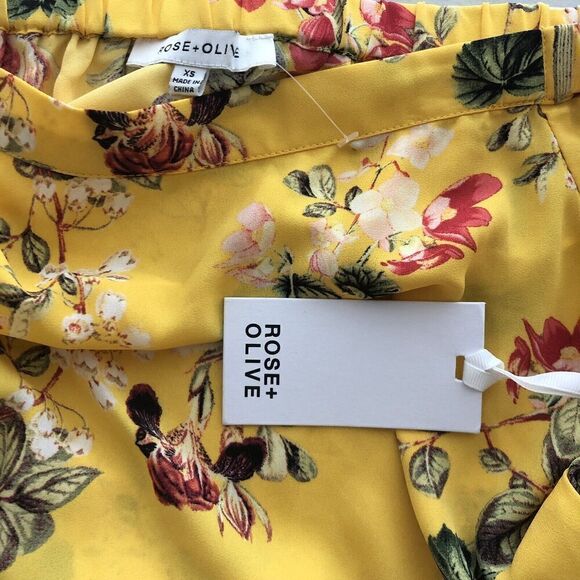 Rose + Olive Floral Cottagecore top XS Off Shoulder Ruffled Boho festival - Picture 5 of 9